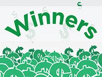 Image of DC Lottery winners with dollar signs